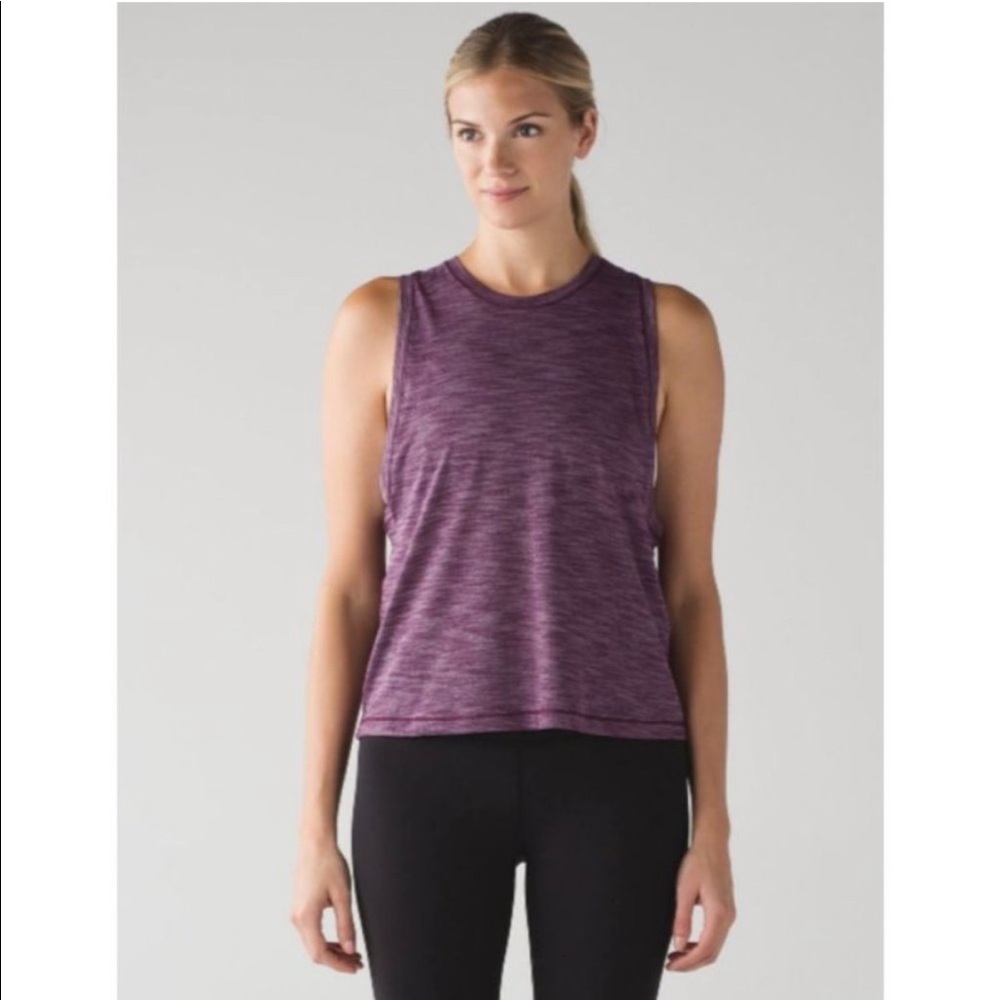 EUC lululemon cardio squad tank sz 4 heathered plum
